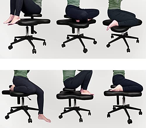 H-A Ergonomic Cross Legged Kneeling Chair Yoga Meditation Chair Adjustable for Flexibility Strength Training & Relaxation (Black)