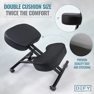 Ergonomic Kneeling Chair Home Office Chairs Thick Cushion Pad Flexible Seating Rolling Adjustable Work Desk Stool Improve Posture Now & Neck Pain - Comfortable Knees and Straight Back