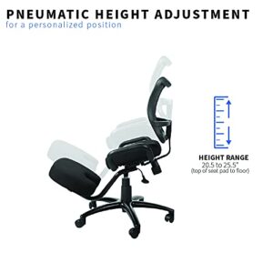 VIVO Kneeling Chair with Wheels and Back Support, Adjustable Ergonomic 360 Swivel Stool for Home and Office, Mobile Angled Posture Seat with Cushions, Black, CHAIR-K06S