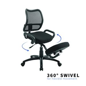 VIVO Kneeling Chair with Wheels and Back Support, Adjustable Ergonomic 360 Swivel Stool for Home and Office, Mobile Angled Posture Seat with Cushions, Black, CHAIR-K06S