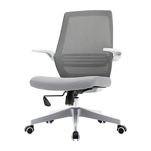 SIHOO Ergonomic Office Chair, Swivel Desk Chair Height Adjustable Mesh Back Computer Chair with Lumbar Support, 90° Flip-up Armrest (Grey)