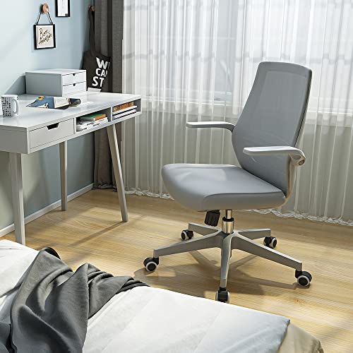 SIHOO Ergonomic Office Chair, Swivel Desk Chair Height Adjustable Mesh Back Computer Chair with Lumbar Support, 90° Flip-up Armrest (Grey)