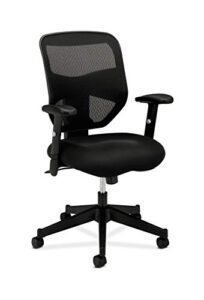 hon prominent high back work mesh computer chair for office desk, (hvl531), swivel-tilt, black fabric