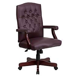 flash furniture martha washington burgundy leathersoft executive swivel office chair with arms