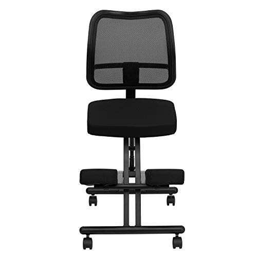 Flash Furniture Mobile Ergonomic Kneeling Office Chair with Black Mesh Back