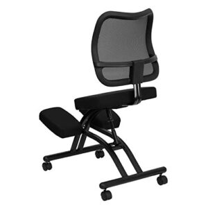 Flash Furniture Mobile Ergonomic Kneeling Office Chair with Black Mesh Back