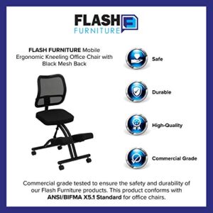 Flash Furniture Mobile Ergonomic Kneeling Office Chair with Black Mesh Back