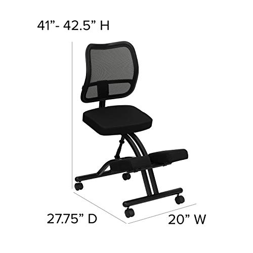 Flash Furniture Mobile Ergonomic Kneeling Office Chair with Black Mesh Back