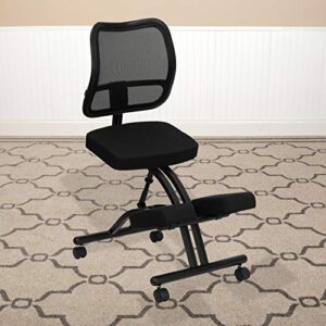 Flash Furniture Mobile Ergonomic Kneeling Office Chair with Black Mesh Back