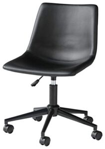signature design by ashley faux leather adjustable swivel bucket seat home office desk chair, black
