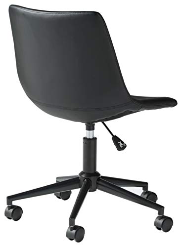 Signature Design by Ashley Faux Leather Adjustable Swivel Bucket Seat Home Office Desk Chair, Black
