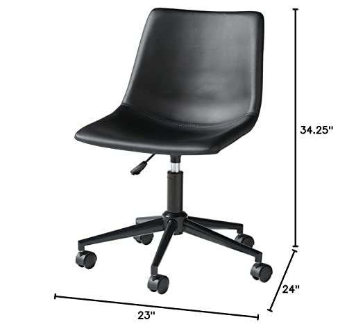 Signature Design by Ashley Faux Leather Adjustable Swivel Bucket Seat Home Office Desk Chair, Black