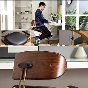 Rolling Kneeling Chair with Back Support, Ergonomic Adjustable Stool for Improve Your Posture with Faux Leather Knees Cushions and Flexible Casters for Home Office,Green