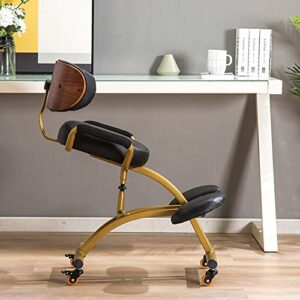 Rolling Kneeling Chair with Back Support, Ergonomic Adjustable Stool for Improve Your Posture with Faux Leather Knees Cushions and Flexible Casters for Home Office,Green