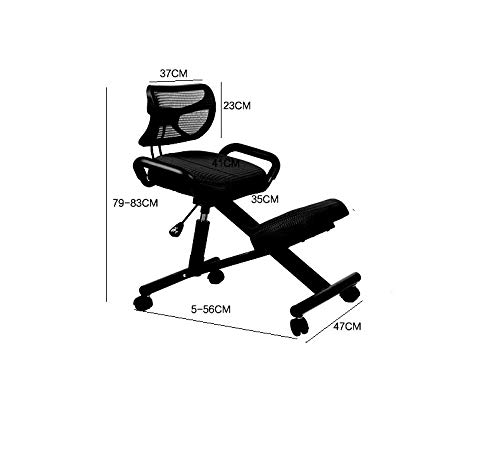 Mobile Kneeling Posture Chair Ergonomic Kneeling Chair Office with Orthopedic Back Pain Seat Adjustable Stool Thick Comfortable Cushions PU Black