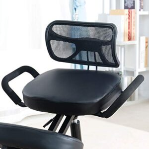 Mobile Kneeling Posture Chair Ergonomic Kneeling Chair Office with Orthopedic Back Pain Seat Adjustable Stool Thick Comfortable Cushions PU Black