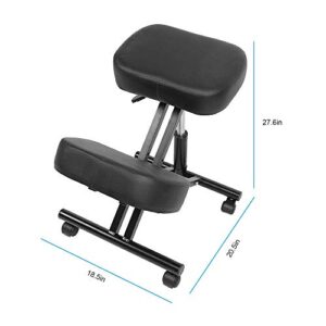 Comft Ergonomic Kneeling Chair Home Office Black Height Adjustable Stool with Thick Foam Cushions and Smooth Gliding Casters for Improving Posture