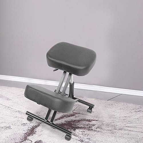 Comft Ergonomic Kneeling Chair Home Office Black Height Adjustable Stool with Thick Foam Cushions and Smooth Gliding Casters for Improving Posture