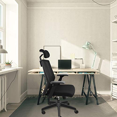 Ergonomic Office Chair, High Back Desk Chair, Adjustable Home Office Mesh Chair with Headrest Lifted Armrest, Reclining Rolling Task Computer Chair