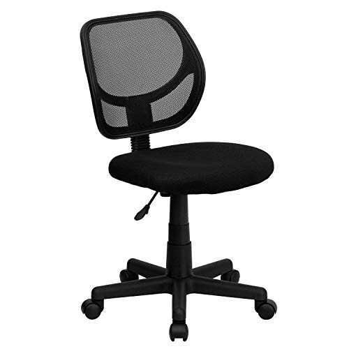 Flash Furniture Low Back Black Mesh Swivel Task Office Chair with Curved Square Back