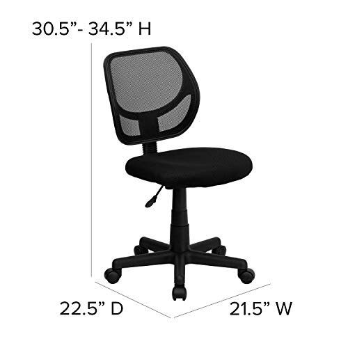 Flash Furniture Low Back Black Mesh Swivel Task Office Chair with Curved Square Back