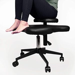 H-A Height Adjustable Kneeling Chair Ergonomic Posture Corrective Seat with Faux Leather Knee Cushion for Home/Office (Black)