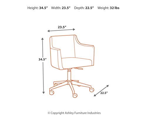Signature Design by Ashley Baraga Contemporary Adjustable Swivel Home Office Desk Chair, White