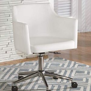 Signature Design by Ashley Baraga Contemporary Adjustable Swivel Home Office Desk Chair, White