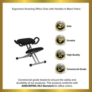 EMMA + OLIVER Ergonomic Kneeling Office Chair with Handles in Black Fabric