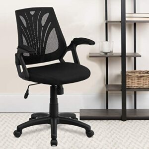 Flash Furniture Mid-Back Designer Black Mesh Swivel Task Office Chair with Open Arms