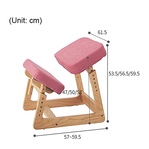 ANYURAN Ergonomic Kneeling Chair, Adjustable Height Hump-Proof Solid Wood Student Writing Chair Easy to Assemble Improve Sitting,Pink