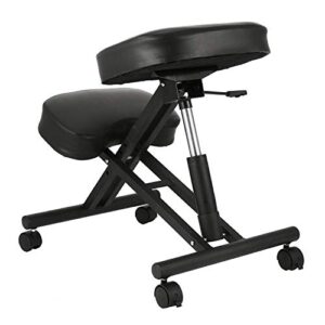 Happybuy Ergonomic Kneeling Chair Heavy Duty Better Posture Kneeling Stool Office Chair Home for Body Shaping Relieveing Stress Meditation Desk Computer Kneeling Stool Chair (Black/PVC)