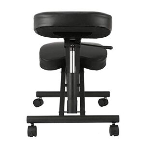 Happybuy Ergonomic Kneeling Chair Heavy Duty Better Posture Kneeling Stool Office Chair Home for Body Shaping Relieveing Stress Meditation Desk Computer Kneeling Stool Chair (Black/PVC)