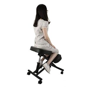 Happybuy Ergonomic Kneeling Chair Heavy Duty Better Posture Kneeling Stool Office Chair Home for Body Shaping Relieveing Stress Meditation Desk Computer Kneeling Stool Chair (Black/PVC)