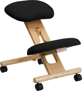starsun depot mobile wooden ergonomic kneeling chair in black fabric 17.5″ w x 26.5″ d x 20″ – 24″ h