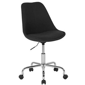 flash furniture aurora series mid-back black fabric task office chair with pneumatic lift and chrome base