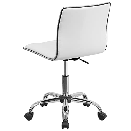 Flash Furniture Low Back Designer Armless White Ribbed Swivel Task Office Chair