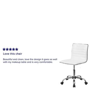 Flash Furniture Low Back Designer Armless White Ribbed Swivel Task Office Chair