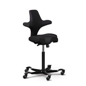 hag capisco adjustable standing desk chair – black frame – eco polyester black seat