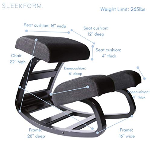 SLEEKFORM Ergonomic Kneeling Chair | Rocking Balancing Wood Knee Stool | Posture Correcting for Bad Backs, Neck Pain & Spine Tension Relief | Orthopedic Balance Seat & Thick Comfortable Knees Cushions