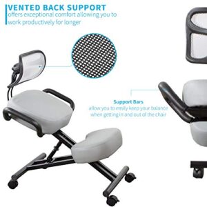 DRAGONN by VIVO Ergonomic Kneeling Chair with Back Support, Adjustable Stool for Home and Office with Angled Seat for Better Posture - Thick Comfortable Cushions, Gray, DN-CH-K02G