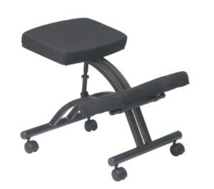 office star ergonomically designed knee chair with casters, memory foam and black metal base black, 200 lbs (kcm1420)