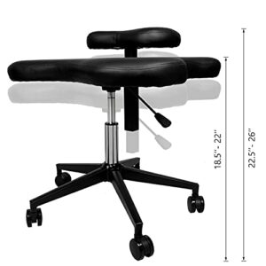 H&A Cross-Legged kneeing Chair for Office or Home, Meditation Seat for Reducing Back Pain, Ergonomic Posture Corrective Seat with Height Adjustable (Black), 26.5 inch x 23.5 inch