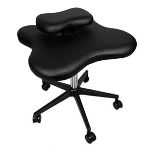 H&A Cross-Legged kneeing Chair for Office or Home, Meditation Seat for Reducing Back Pain, Ergonomic Posture Corrective Seat with Height Adjustable (Black), 26.5 inch x 23.5 inch