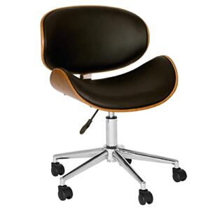 Armen Living Daphne Office Chair in Black Faux Leather and Chrome Finish, 33" x 21" x 20"