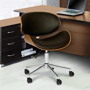Armen Living Daphne Office Chair in Black Faux Leather and Chrome Finish, 33" x 21" x 20"