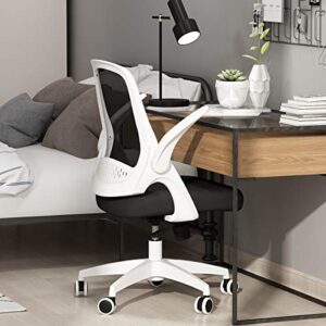 Hbada Home Office Chair Work Desk Chair Comfort Ergonomic Swivel Computer Chair with Flip-up Arms and Adjustable Height, White