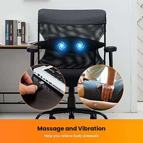 Office Chair 500lbs Big and Tall Wide Seat Computer Chair Ergonomic Massage Rolling Swivel Desk Chair with Lumbar Support Armrest Mesh Adjustable Chair for Adults, Black