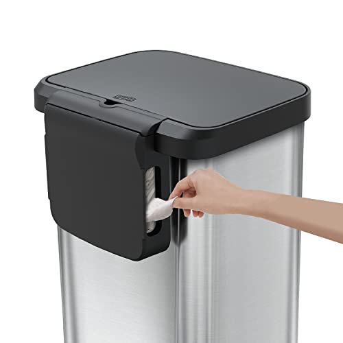 Glad Stainless Steel Step Trash Can with Clorox Odor Protection | Large Metal Kitchen Garbage Bin with Soft Close Lid, Foot Pedal and Waste Bag Roll Holder, 20 Gallon, Stainless