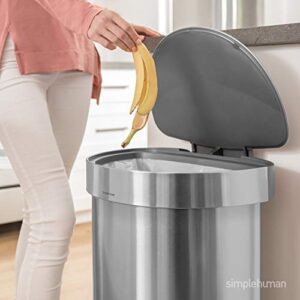 simplehuman 45 Liter/ 12 Gallon Semi-Round Hands-Free Step Trash Can, Brushed